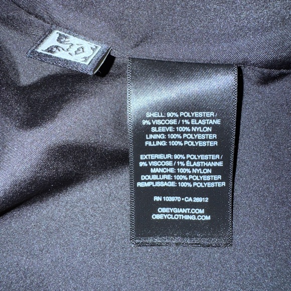 Obey Navy Classic Longline Bomber Coat Varsity Jacket Women’s XS - Picture 13 of 16